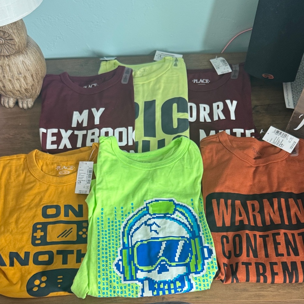 Children’s Place Lot of Boys Graphic Tees - Yellow, Green, Orange, Brown